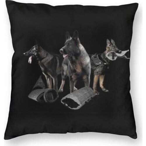 Custom German Shepherd Dog Square Throw Pillow Case Home Decorative 3D Two Side Printing Alsatians Cushion Cover for Sofa
