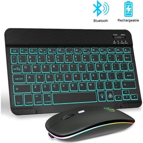 New Wireless Keyboard And Mouse Backlit Russian Spainish Gamer Keyboard Mouse Kit Bluetooth Keyboard For Tablet Computer Ipad