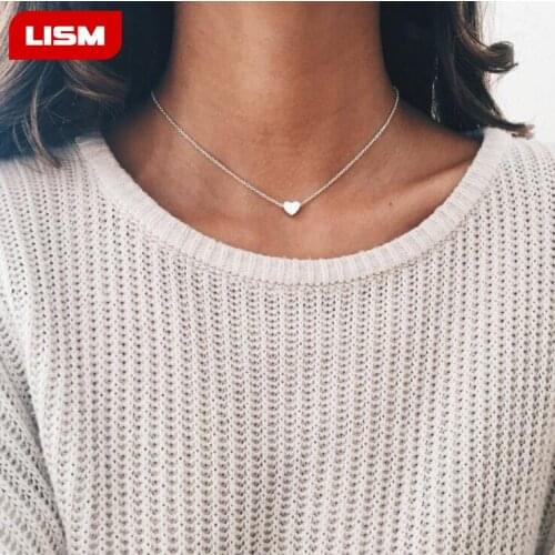 New Gold Silver Color Small Heart Necklaces Bijoux For Women Collars Fashion Jewelry Collarbone Pendant Necklace