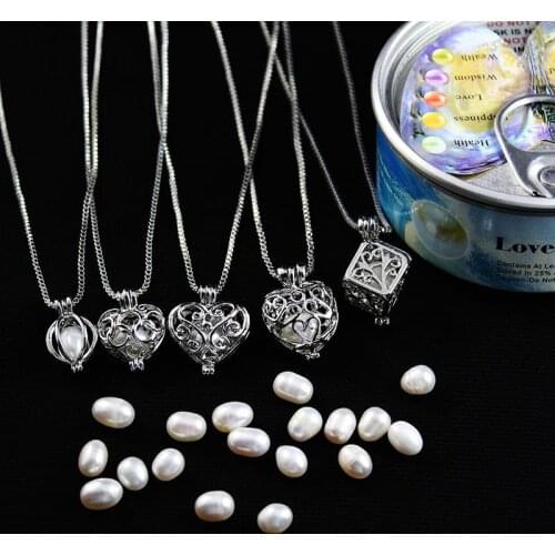 Love Best Wish Necklace Natural Pearl Necklace Oyster Heart Shape Necklace