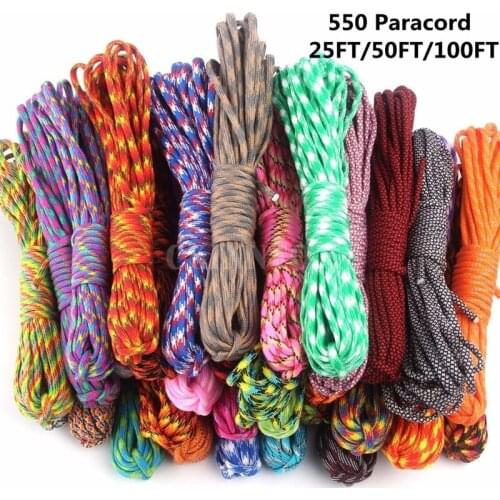 50Pcs/Lot 100FT/Pcs 200colors Paracord 550 Parachute Cord Lanyard Rope Mil Spec Type III 7 Strand 550 4mm Rope 100FT Paracord