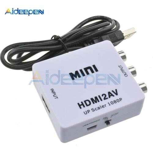 HDMI TO AV Scaler Adapter HD 1080P Video Composite Converter Box HDMI to RCA AV/CVSB L/R Video Mini HDMI2AV Support NTSC PAL