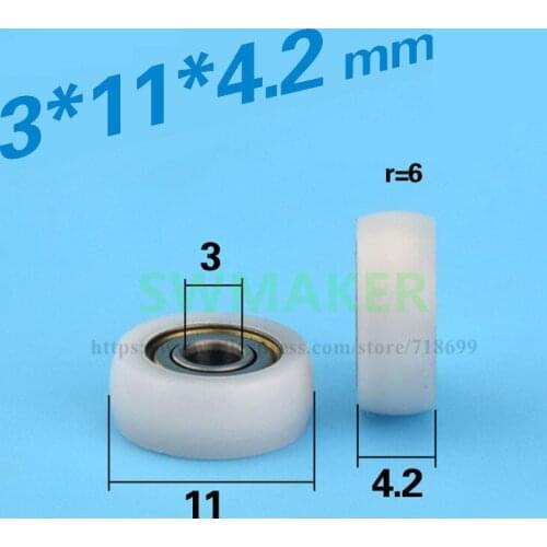 3*11*4.2mm plastic 693zz bearing, mute small wheel, POM spherical arc cam pulley for Door and window pulley