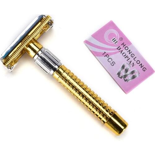 Silver Color Manual Beard Shaver Double Edge Blade Hair Razor with Box Men Barber Razor sharp tool