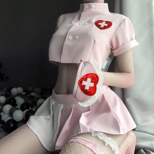 Sexy Cosplay Kawaii Lingerie Nurse Uniform Women Halloween Lovely Lolita Costumes Slutty Clothes Sexy Skirt for Sex Dropshipping