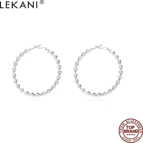 LEKANI Ripple Stylish Round Shape Twisted Earring Silver Color Spherical Shape Earrings For Women Fashion Jewelry Gift Hot Sell