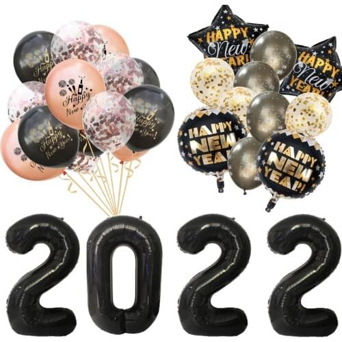 2022 Happy New Year Decorations Wine Bottle Foil Balloons Merry Christmas Decorations Party Confetti Air Ballons New Year EVE