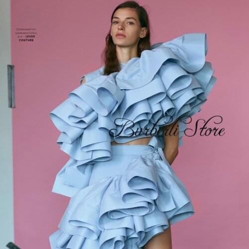 2021 Chic Sky Blue Green Draped Satin Mini Women Dresses High Street One Shoulder Short Party Dresses Birthday Wedding Party