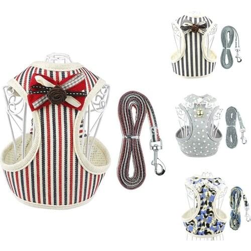 Dog Cat Harness Leash Set Pet Adjustable Vest Walking Lead Leash for Puppy Polyester Mesh Harness for Small Medium Dog