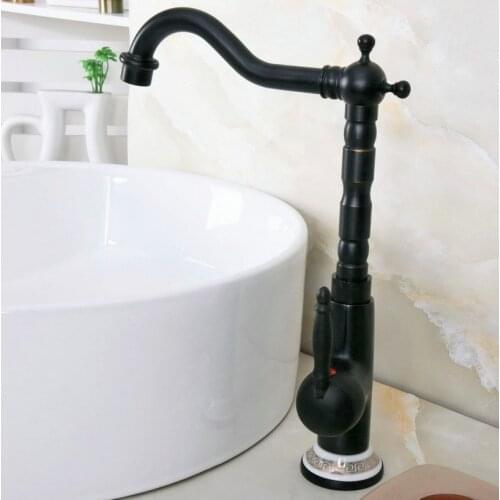 Black Oil Rubbed Bronze Ceramic Base Kitchen Wet Bar Bathroom Vessel Sink Faucet Single Hole Swivel Spout Mixer Tap anf654