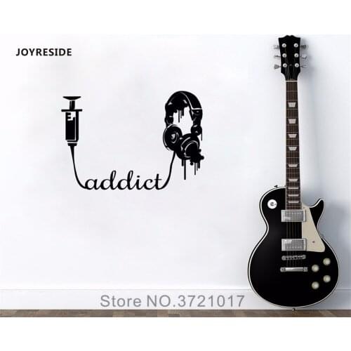 JOYRESIDE Music Addict Headphones Wall Sound Dj Decal Vinyl Sticker Home Living Room Bedroom Decor Interior Art Decoration A113