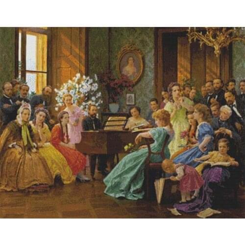 Embroidery Bedrich Smetana and Friends in 1865 PDF Cross Stitch Pattern with 100% Cotton Floss and Free Shipping for Wall Decor