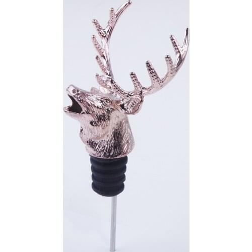 WOWSHINE NEW High quality FDA passed food grade zinc alloy stag head rose gold color wine pourer liquid bottle pourer