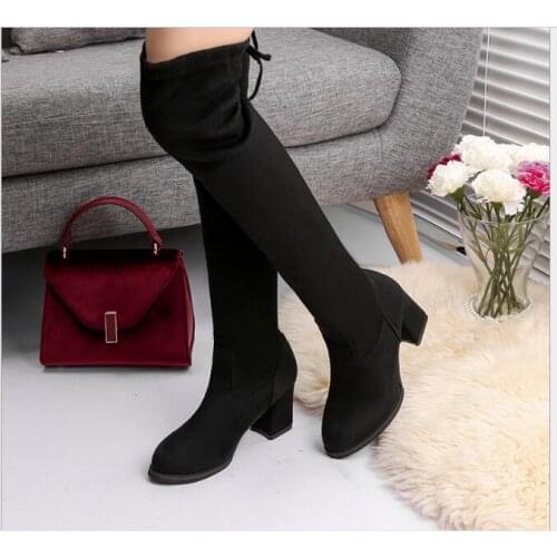 Women Casual Over the Knee boots shoes Winter women Female Round Toe Platform high heels pumps Warm Boots lady Thigh High Boots