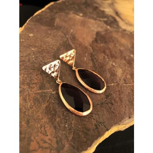 Dr Stone Natural Stone rose gold plated womens hand-made with cats eye Stone earrings KRB484