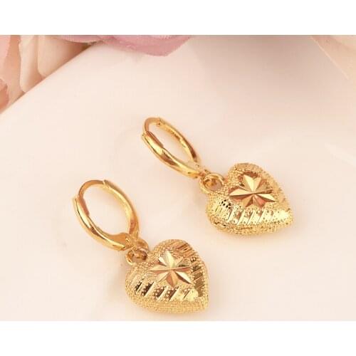 Bangrui LOVE HEART DROP Earring For Women Birthday Gift Trendy Gold Color Beautiful Engagement /Wedding Bands Promise Earring