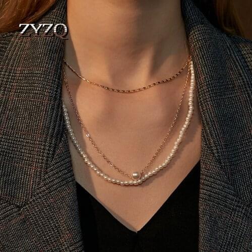 ZYZQ Fashion Multilayer Imitation pearls Pendant Necklaces For Women Vintage Sweater Chain Statement Party Jewelry 2002
