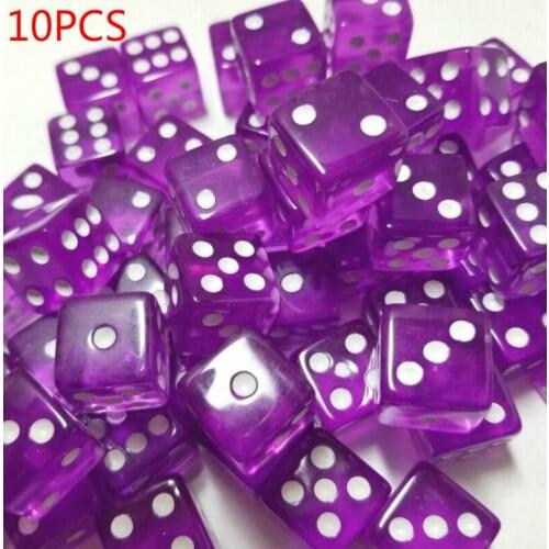 10PCS/Pack of transparent purple acrylic dice with right angle side, indispensable tool for club/party/family games