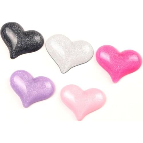 20Pcs Mixed Resin Heart Decoration Crafts Beads Frame Flatback Cabochon Scrapbook DIY Kawaii Embellishments Accessories