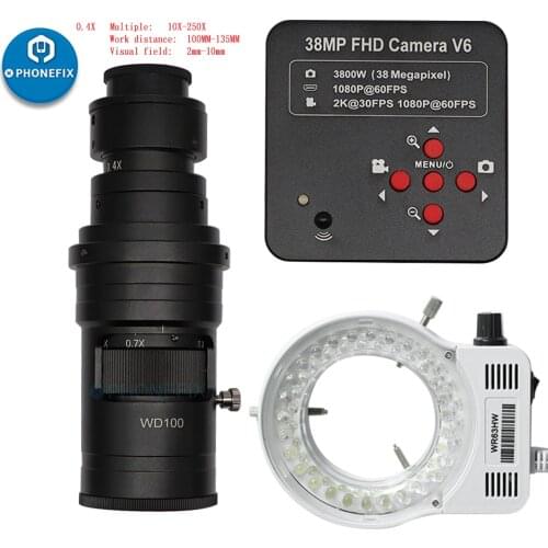 38MP 2K 1080P 3800W 60FPS HDMI USB Industrial Electronic Digital Video Microscope Camera For Lab Phone IC PCB Soldering Repair
