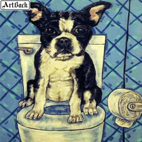 5d diy diamond painting dog bathroom full square animal sticker mosaic rhinestone diamond embroidery crafts