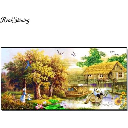 Full Square Round Drill 5D DIY Diamond Painting village dream life scenery diamond Embroidery Cross Stitch 3D Home Decor F1047