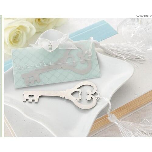 Free shipping Creative stainless steel bookmarks cute key bookmark metal/wedding gift bookmark,100pcs/lot,wholesale