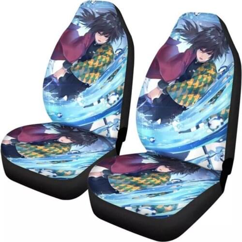 Cartoon Anime 3D Printed 2pcs Car Seat Covers Vehicle Decor Accessories Anime Universal Cars Suv Protector Front Seat Cover