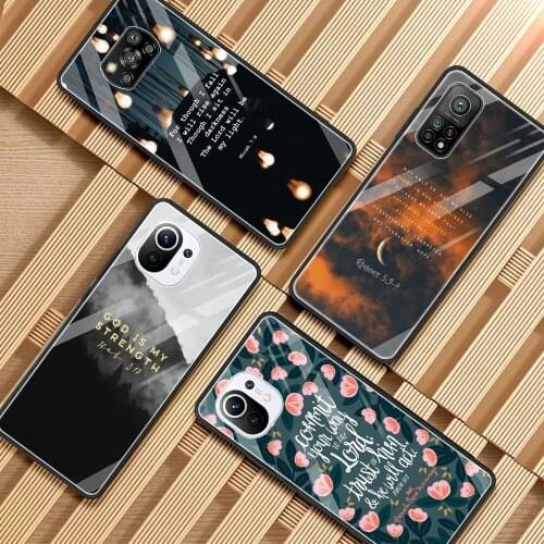 Bible Verse Phone Case for Xiaomi Mi 11 10T Note 10 9 9T 11i Pro 10Lite 5G Poco X3 X2 F3 F2 M2 Pro NFC Glass Cover