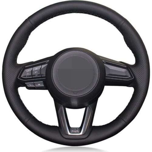 Car Steering Wheel Cover DIY Hand-stitched Black Artificial Leather For Mazda 3 Axela 2017-2018 Mazda 6 Atenza CX-3 CX-5 CX-9