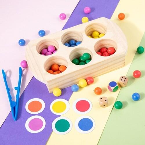 Wooden Color Clip Bead Toy Montessori Training Color Cognition Digital Classification Toy Teaching Aids Children Fun Toy Gifts