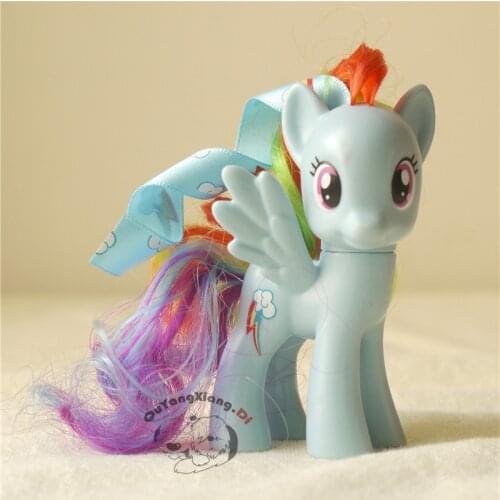 P8-090 Action Figures 8cm Little Cute Horse Model Doll Ribbon Rainbow Dash Anime Toys for Children