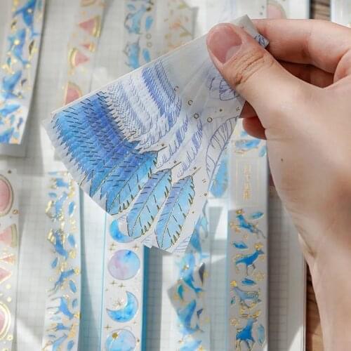 Blue Pink Long Strip Boxed Diy Kawaii Decorative Stickers Sticker Material Student Office Stationery Note Paper Gift