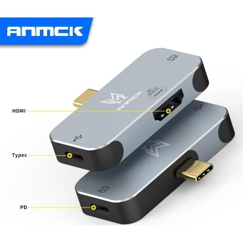 Usb C Hub to HDMI 4K 60HZ 3 Port Docking Station PC Accessories With 100W PD Power Charging USB 2.0 Splitter For MacBook Pro/Air