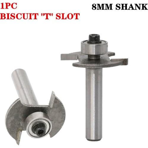 1Pc 8mm Shank "T" Type Biscuit Joint Slot Wood Milling Cutters Jointing/Slotting Wood Router Bit T-Slot Cutter Tools