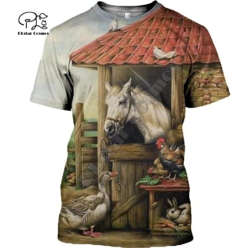 PLstar Cosmos summer Fashion horse 3D Printed Harajuku streetwear Animal T shirts Funny men women Casual Short sleeve style-1