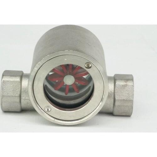 3/8" BSP Female SS304 Stainless Steel Window Glass Sight Flow Indicator With Impeller 2.5 Mpa