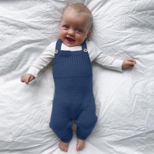 2021 Spring Autumn Toddler Kids Boys Girls Solid Romper Knitted Sweater Strap Suspender Overalls Jumpsuit Infant Rompers Toddler