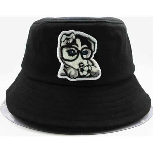 LDSLYJR football dog embroidery cotton Bucket Hat Fisherman Hat outdoor travel hat Sun Cap Hats for men and Women 76