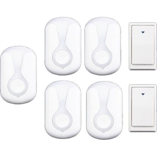 5 receivers 2 push bell set wireless door bell emitter free of battery wireless doorbell ip44 200M work chime door ring 110-240V