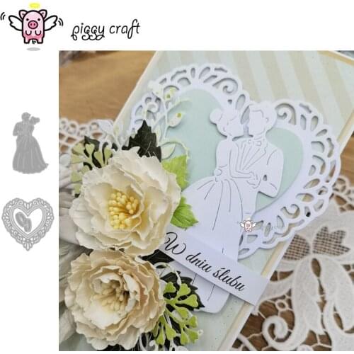 Piggy Craft metal cutting dies cut die mold Lace heart frame couple Scrapbook paper craft knife mould blade punch stencils dies