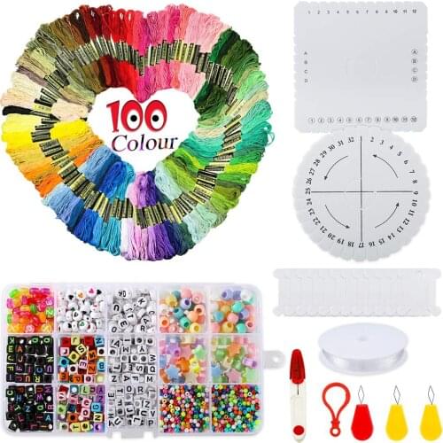 Bracelet Making Beads Kit with Embroidery Floss,Alphabet Letter Beads and Braiding Disc for Friendship Bracelets, Jewelry Making