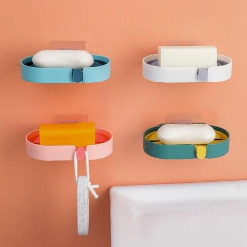 Wall Mounted Soap Dishes Holder Self-adhesive Bathroom Kitchen Accessories