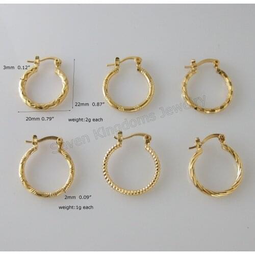 NEW CUTE 6 STYLES SMALL HOOP YELLOW GOLD GP OVERLAY FILLED HUGGIE HOOP 0.79" * 0.87" EARRING