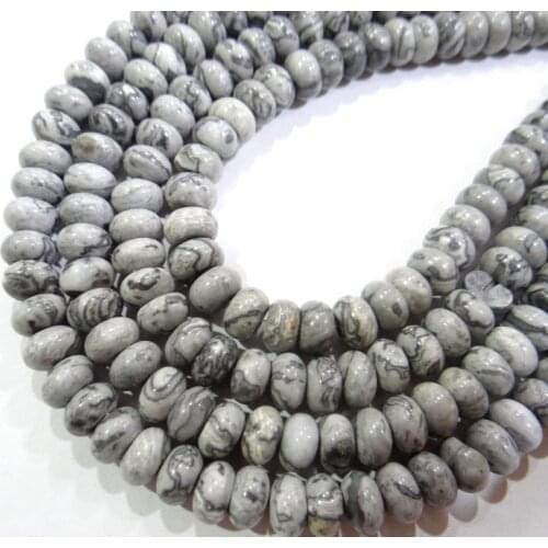 Wholesale Natural stone picture jaspers Rondelle Beads 4*6mm 5*8mm Spacer Beads For Jewelry Making Bracelet Accessories