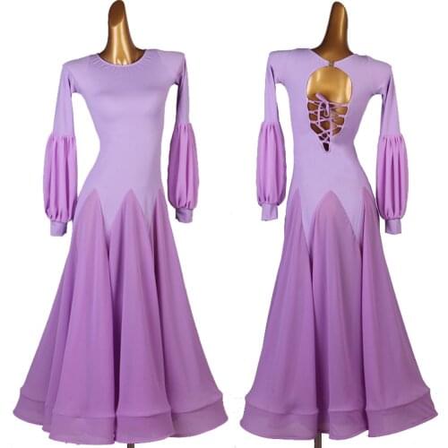 Ballroom Dance Dress Women Tango Costume Purple Long Waltz Dress Social Dance Clothes Customize New Standard Ballroom Dress 1488