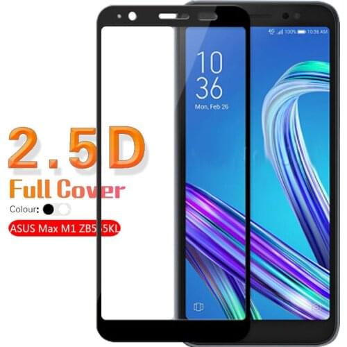 Full Cover Colorful Tempered Glass For Asus Zenfone Max M1 ZB555KL Front White & Black Color Frame Glass Film 2.5D Cover + Cloth