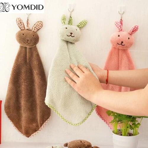 Kids Towel Cartoon Animal Rabbit Plush Baby Boy Girl Wipe Hand Towel Kitchen Soft Hanging Bathroom Wipe Towel toalla microfibra