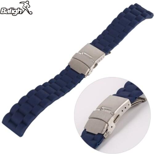 Newest Fashion Men Silicone Rubber Wrist Watch Strap Band Waterproof With Deployment Clasp Red Orange Blue Coffee