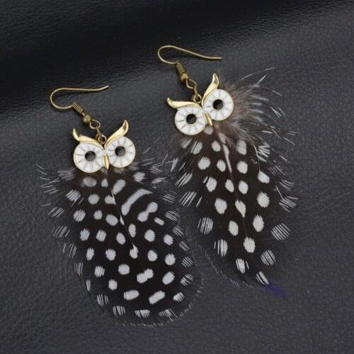 2020 New Fashion Rhinestone Animal Owl Dangle Earrings for Women Cute Feather Shape Drop Earrings Girls Jewelry Accessories